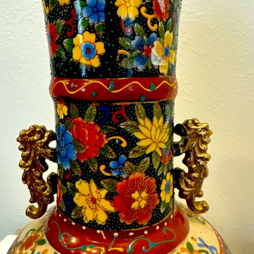 Chinese Antique Double Handle Porcelain Hand Painted Baluster Vase 16 in… - Picture 7 of 12